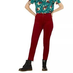 Modcloth Women's Straight Leg Corduroy‎ Burgundy Red Pants-Size 8